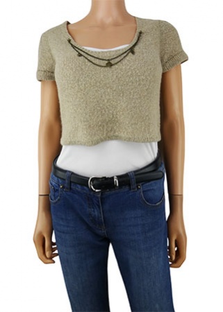 Pull crop top manches courtes