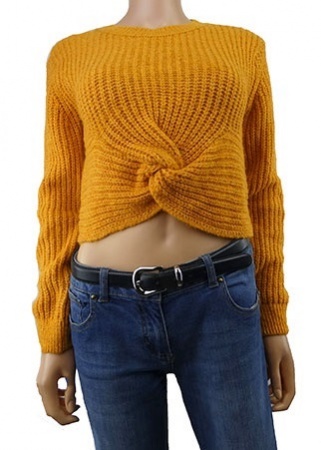 Pull crop top manches longues
