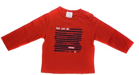 T-shirt manches longues bébé Rayures Écriture Coton 